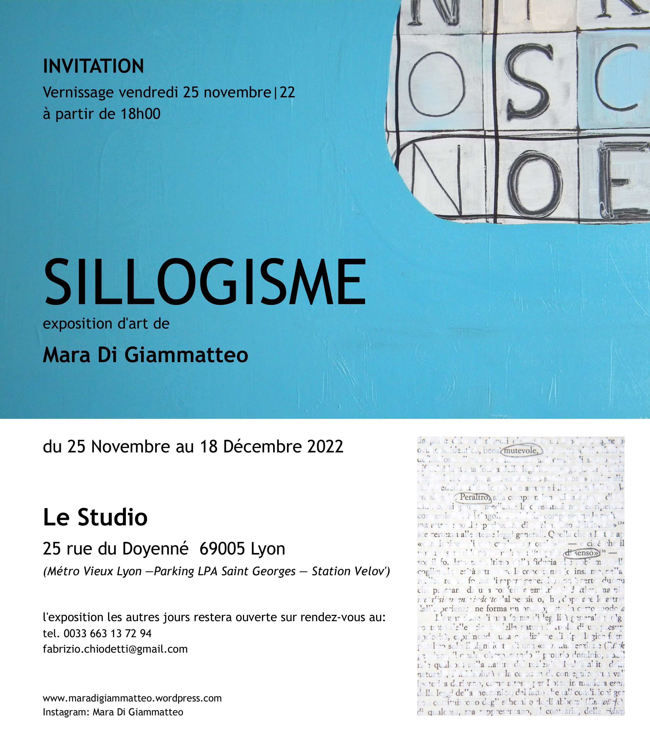 Vernissage d’exposition de peintures Ven. 25 novembre 22